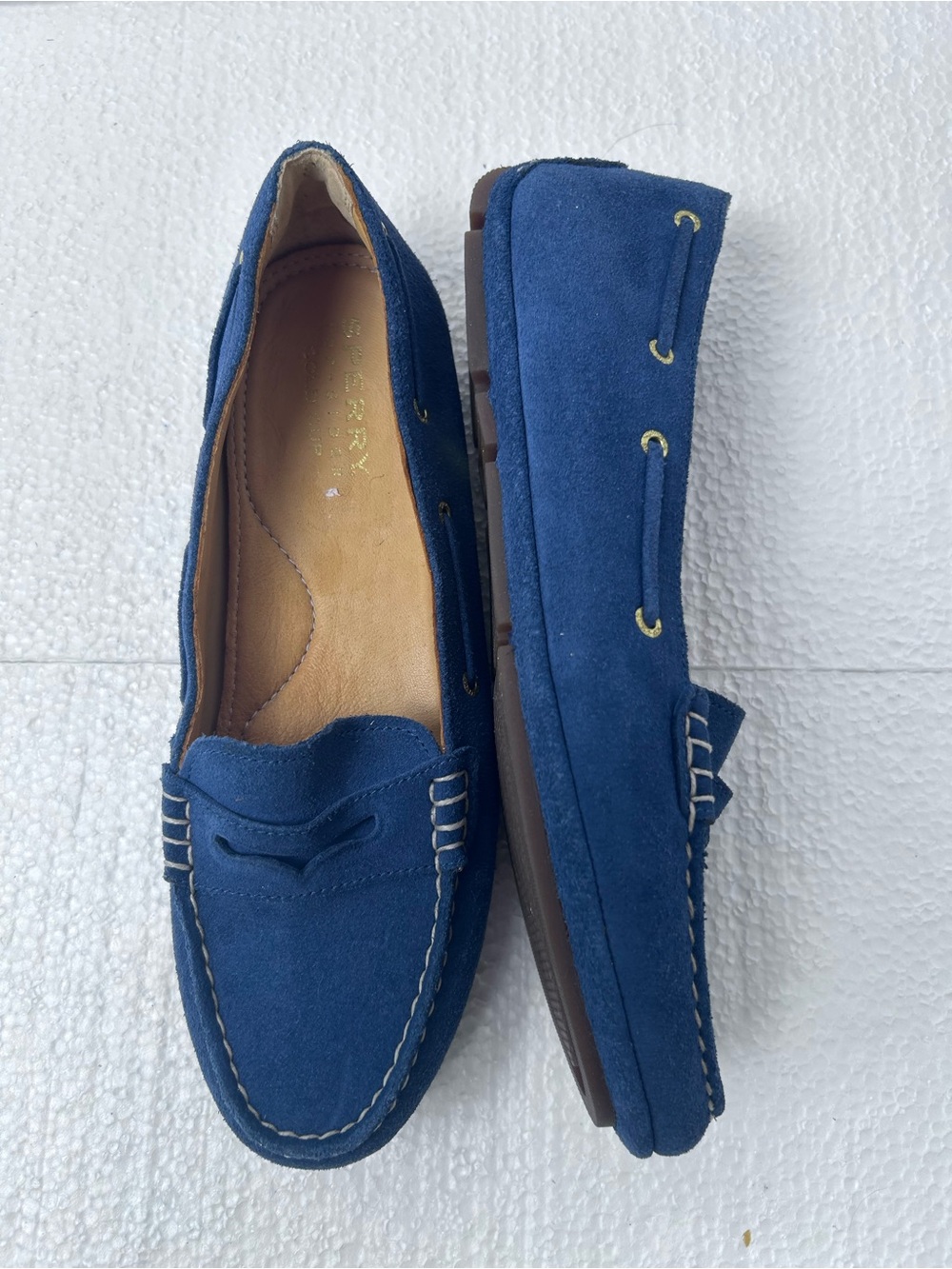 Sperry Navy Blue Suede Penny Loafers 8